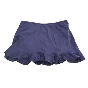A Shore Fit Women's Ruffle Hem Swim Skirt Size 10 Navy Blue